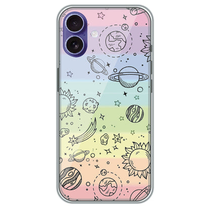Pastel Galaxy Doodle - Printed Silicone Case for Apple iPhone 16 Plus
