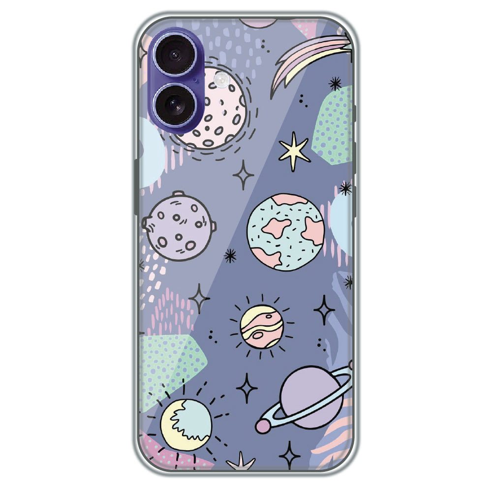 Pastel Planet Vector - Printed Silicone Case for Apple iPhone 16 Plus