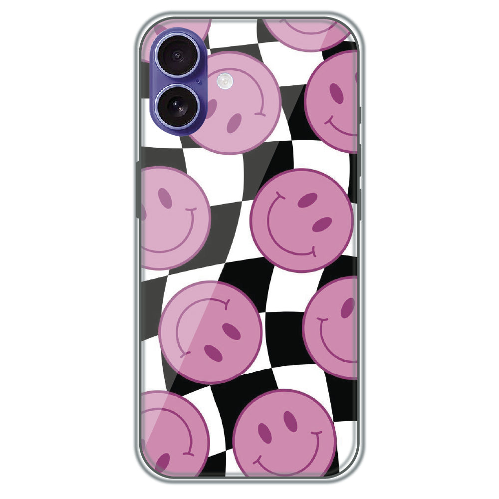 Smiley Checkerboard - Printed Silicone Case for Apple iPhone 16 Plus
