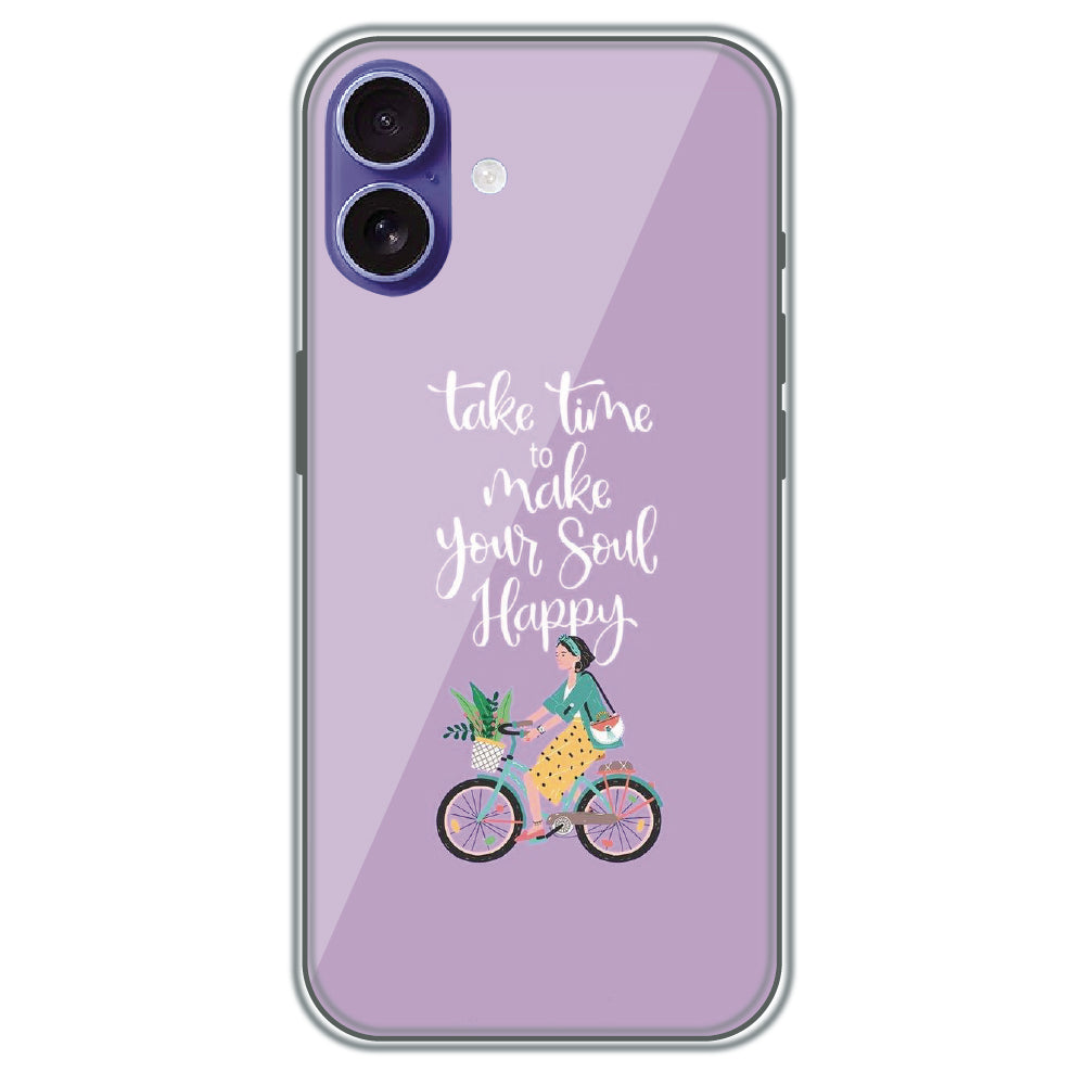 Soul Happy Quote - Printed Silicone Case for Apple iPhone 16 Plus