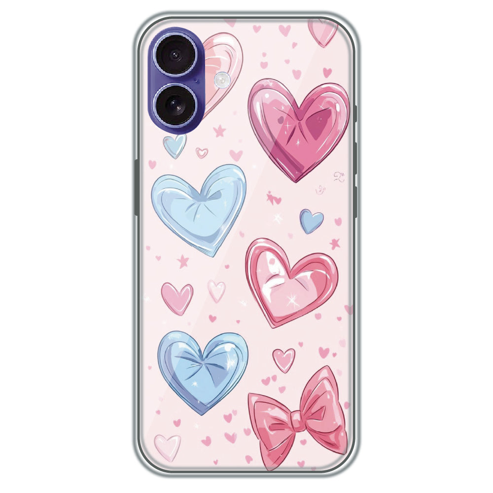 Sparkle Hearts & Bow - Printed Silicone Case for Apple iPhone 16 Plus
