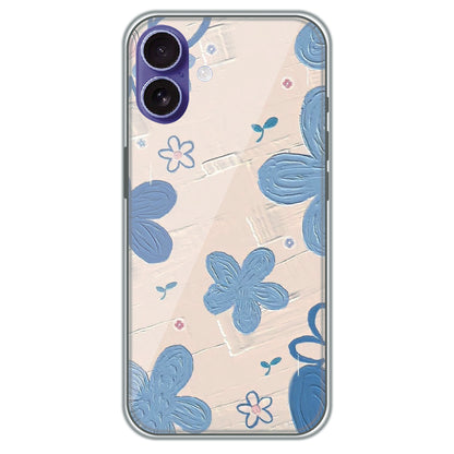 Textured Blue Blossoms - Printed Silicone Case for Apple iPhone 16 Plus