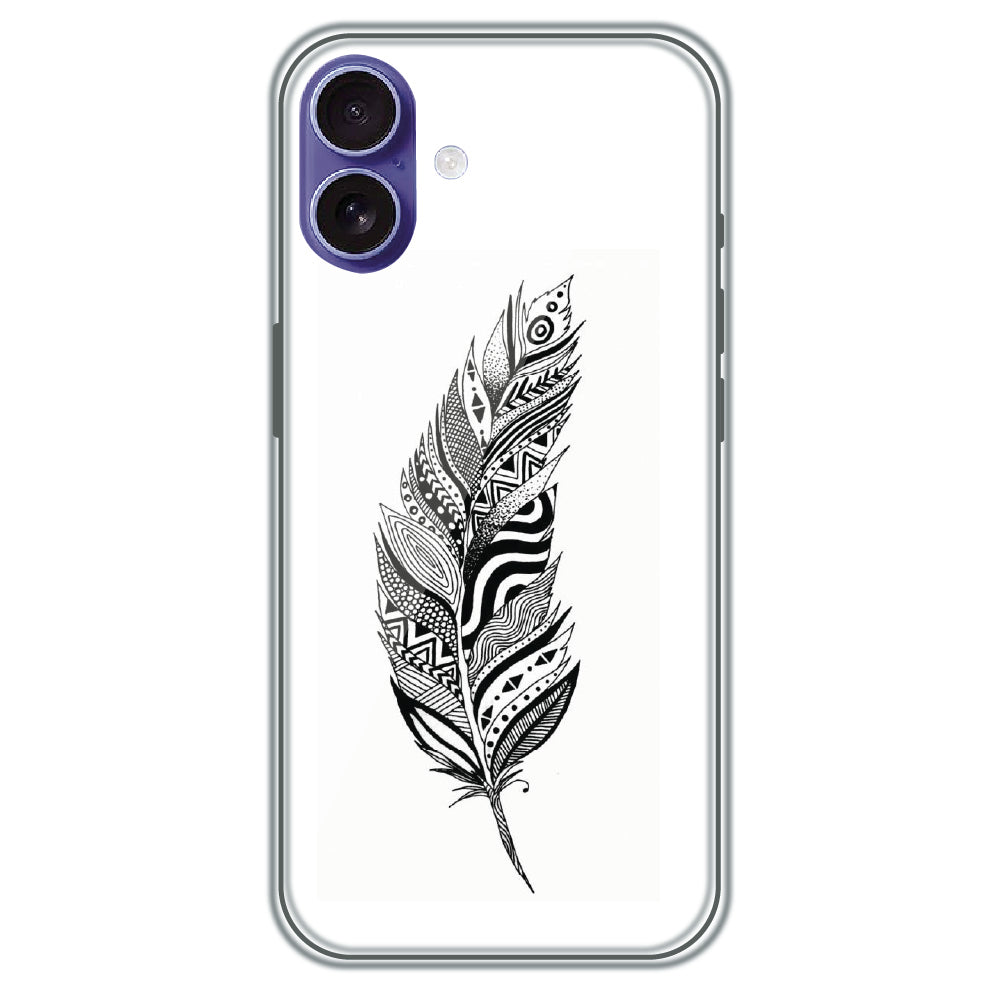 Zentangle Feather - Printed Silicone Case for Apple iPhone 16 Plus