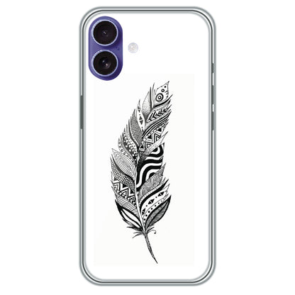 Zentangle Feather - Printed Silicone Case for Apple iPhone 16 Plus