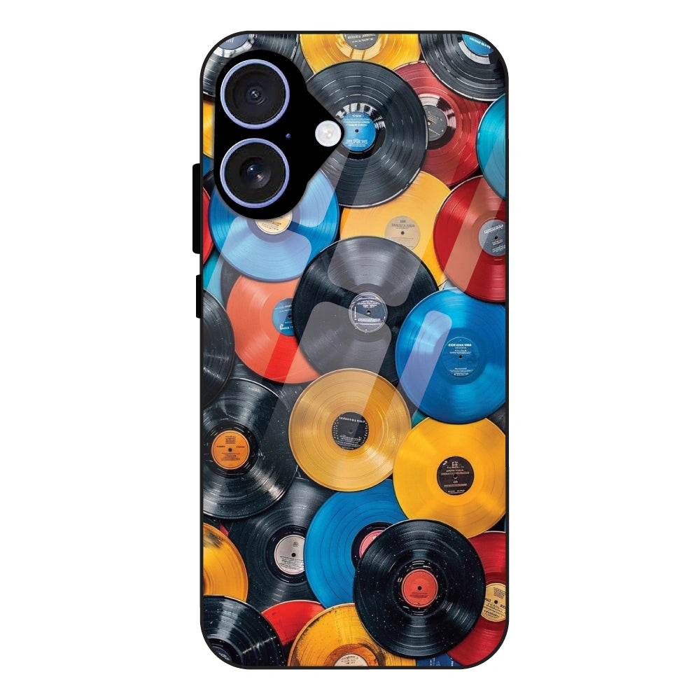 Retro Vinyl Record Pattern - Glass Case For Apple iPhone 16 Plus