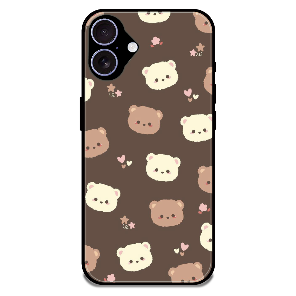 Cozy Bear Pattern - Glossy Metal Silicone Case For Apple iPhone 16 Plus
