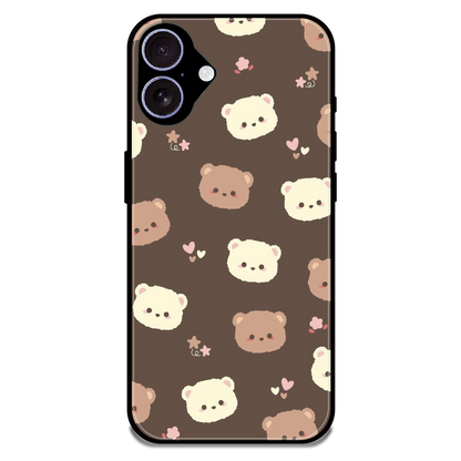 Cozy Bear Pattern - Glossy Metal Silicone Case For Apple iPhone 16 Plus