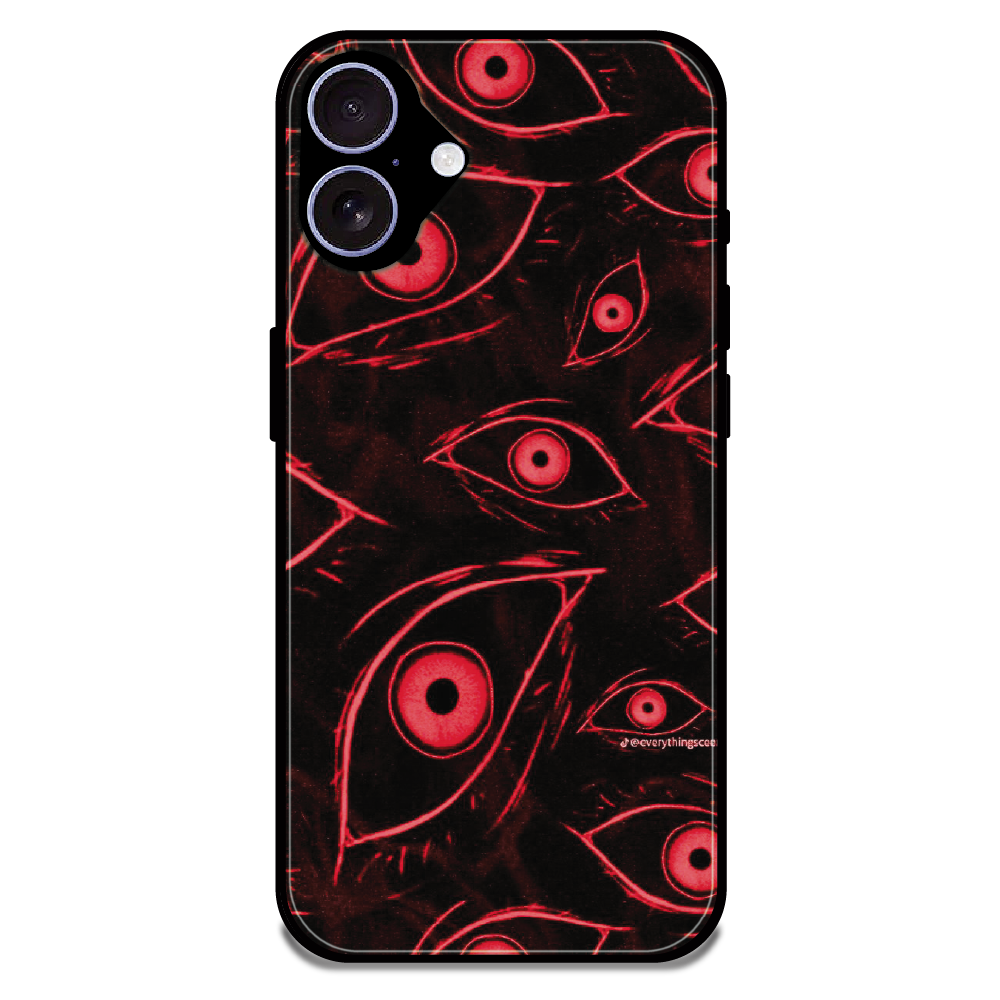 Crimson Eyes Chaos - Glossy Metal Silicone Case For Apple iPhone 16 Plus