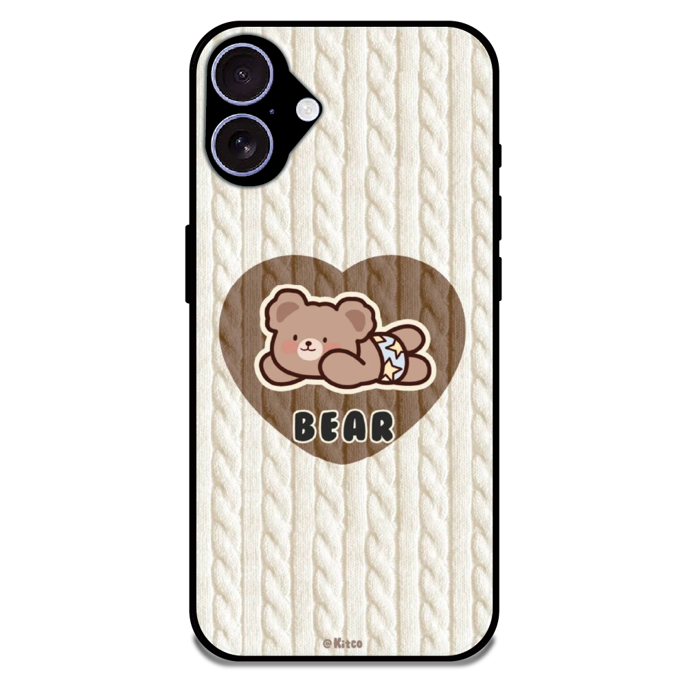 Bear Heart - Glossy Metal Silicone Case For Apple iPhone 16 Plus