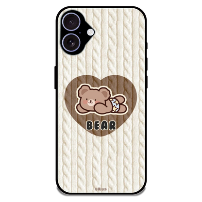 Bear Heart - Glossy Metal Silicone Case For Apple iPhone 16 Plus
