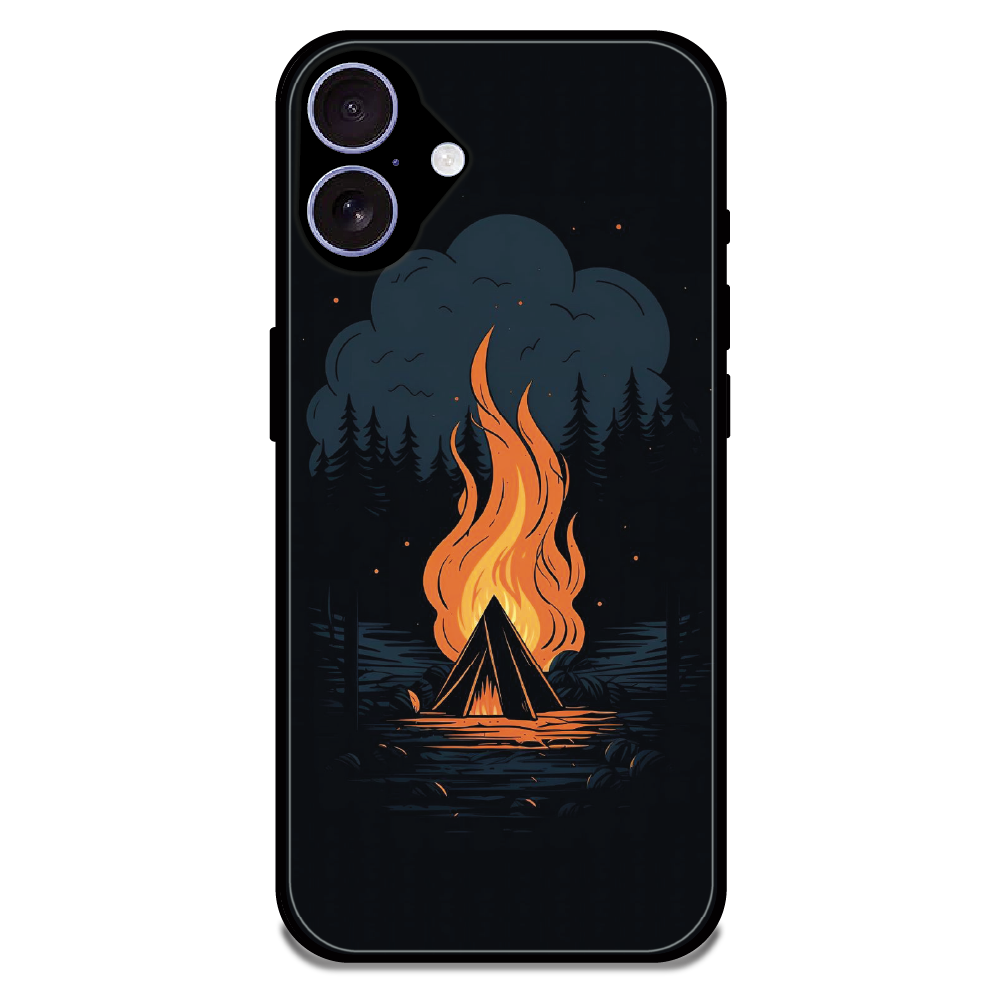 Midnight Campfire Adventure - Glossy Metal Silicone Case For Apple iPhone 16 Plus
