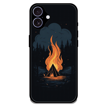Midnight Campfire Adventure - Glossy Metal Silicone Case For Apple iPhone 16 Plus