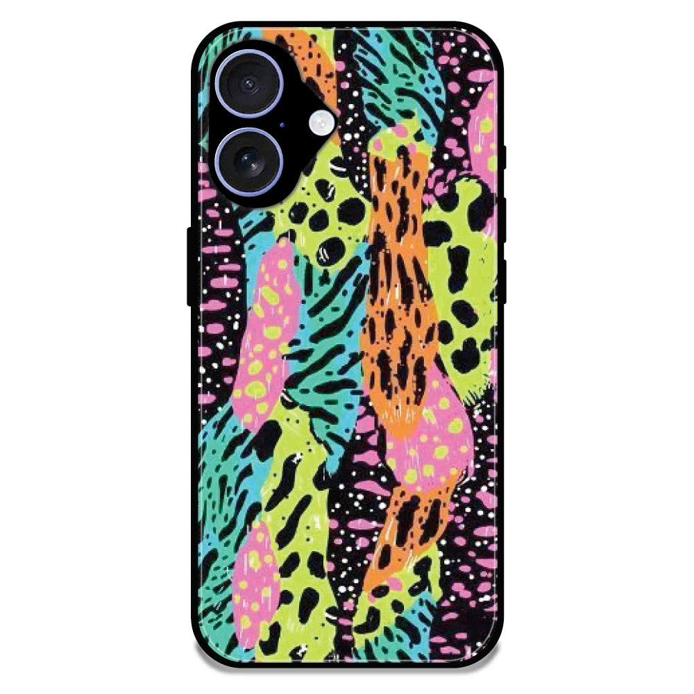 Colorful Artistic Paint Splash - Glossy Metal Silicone Case For Apple iPhone 16 Plus