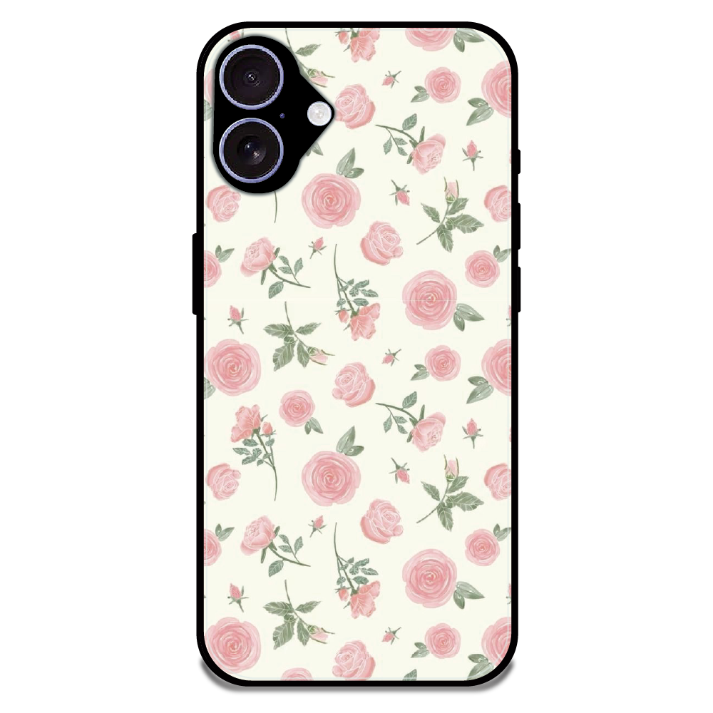 Soft Pink Rose Bloom - Glossy Metal Silicone Case For Apple iPhone 16 Plus