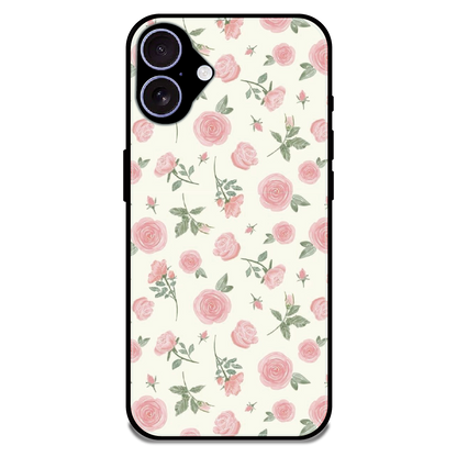 Soft Pink Rose Bloom - Glossy Metal Silicone Case For Apple iPhone 16 Plus