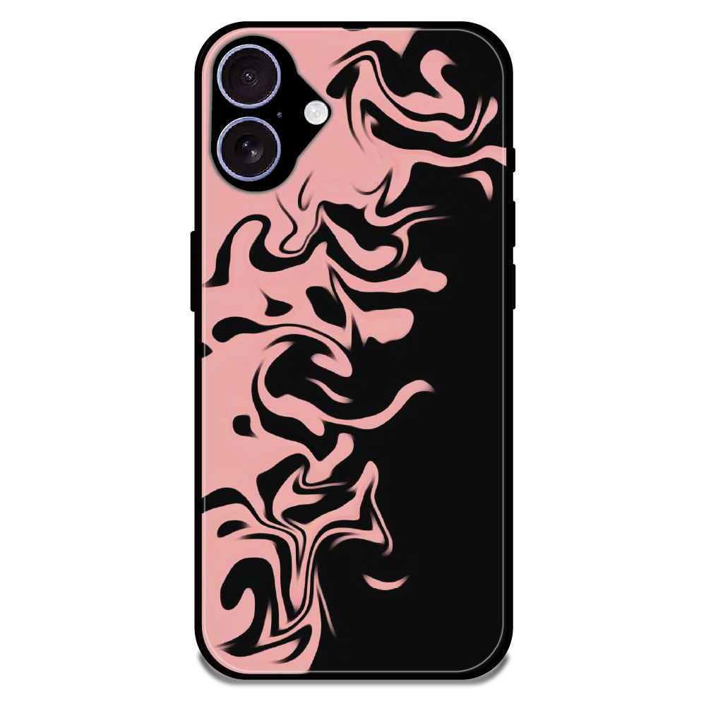 Blush Noir Marble - Glossy Metal Silicone Case For Apple iPhone 16 Plus