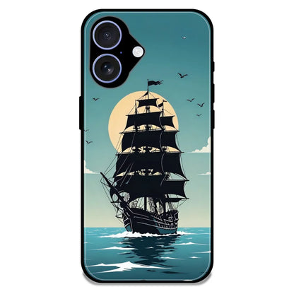 Nautical Sea Adventure - Glossy Metal Silicone Case For Apple iPhone 16 Plus