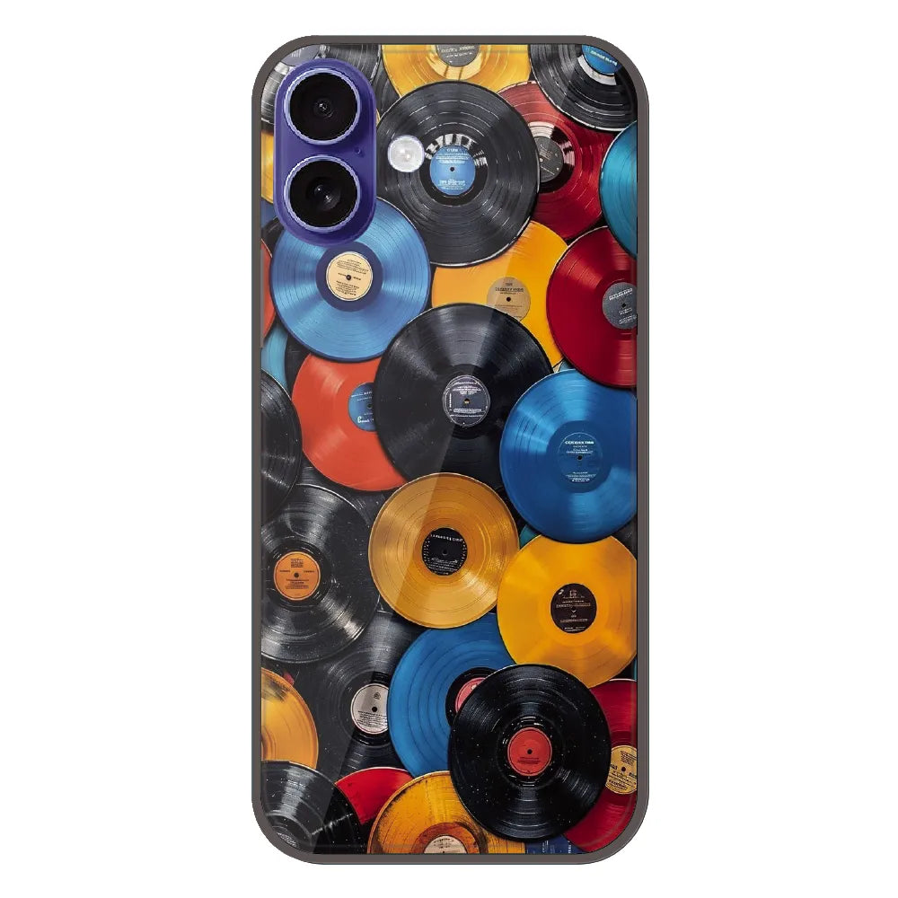 Retro Vinyl Record Pattern - Printed Silicone Case For Apple iPhone 16 Plus