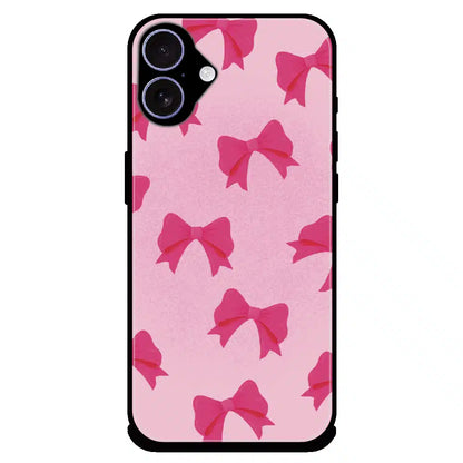 Pink Bow Aesthetic Pattern - Glossy Metal Silicone Case For Apple iPhone 16 Plus