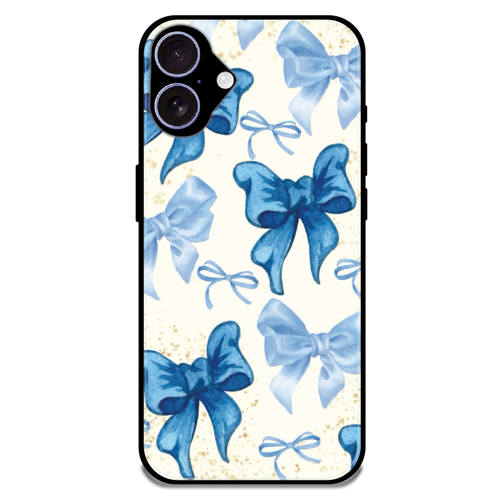 Soft Blue Bowcore - Glossy Metal Silicone Case For Apple iPhone 16 Plus