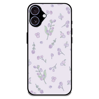 Lavender Floral Ditsy - Glossy Metal Silicone Case For Apple iPhone 16 Plus