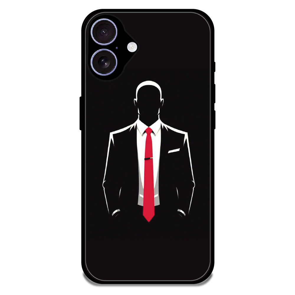 Red Tie Silhouette - Glossy Metal Silicone Case For Apple iPhone 16 Plus