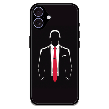 Red Tie Silhouette - Glossy Metal Silicone Case For Apple iPhone 16 Plus