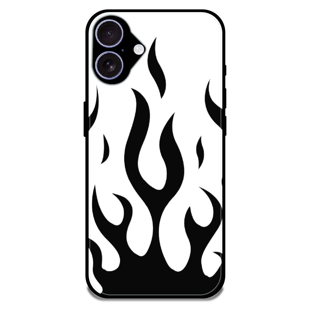 Monochrome Flame Art - Glossy Metal Silicone Case For Apple iPhone 16 Plus