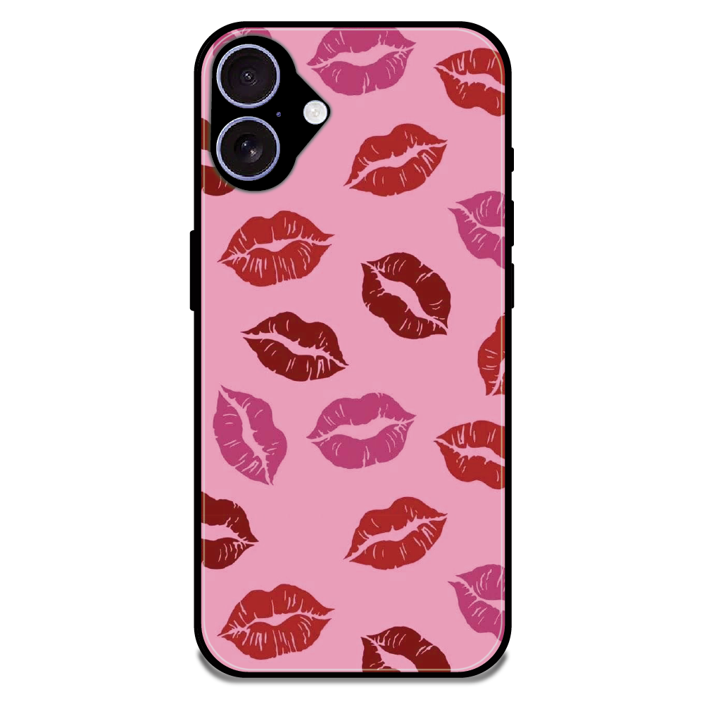 Pink Lips Pop Art Pattern - Glossy Metal Silicone Case For Apple iPhone 16 Plus