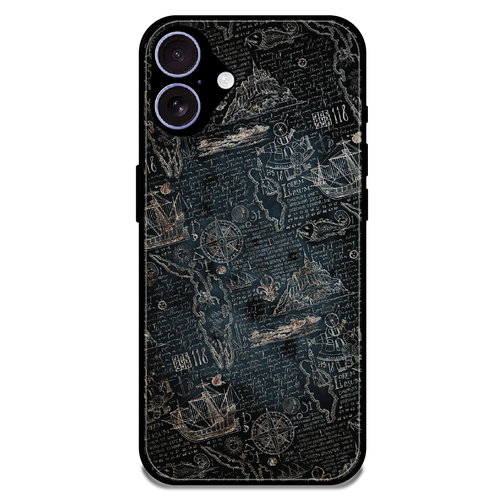 Vintage Explorer Map - Glossy Metal Silicone Case For Apple iPhone 16 Plus