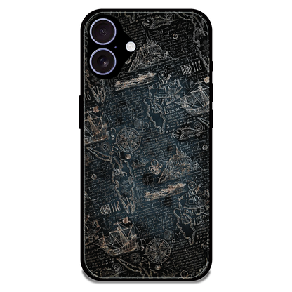 Vintage Explorer Map - Glossy Metal Silicone Case For Apple iPhone 16 Plus