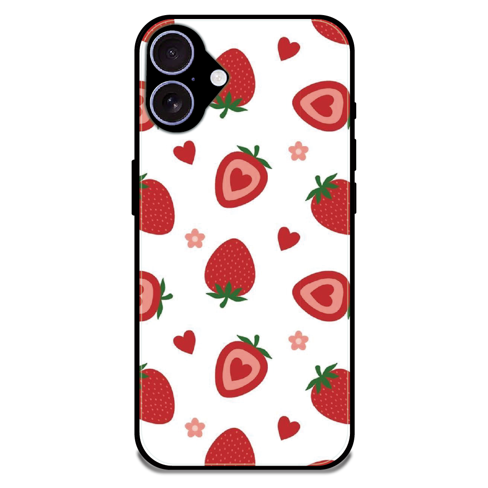 Strawberry - Glossy Metal Silicone Case For Apple iPhone 16 Plus
