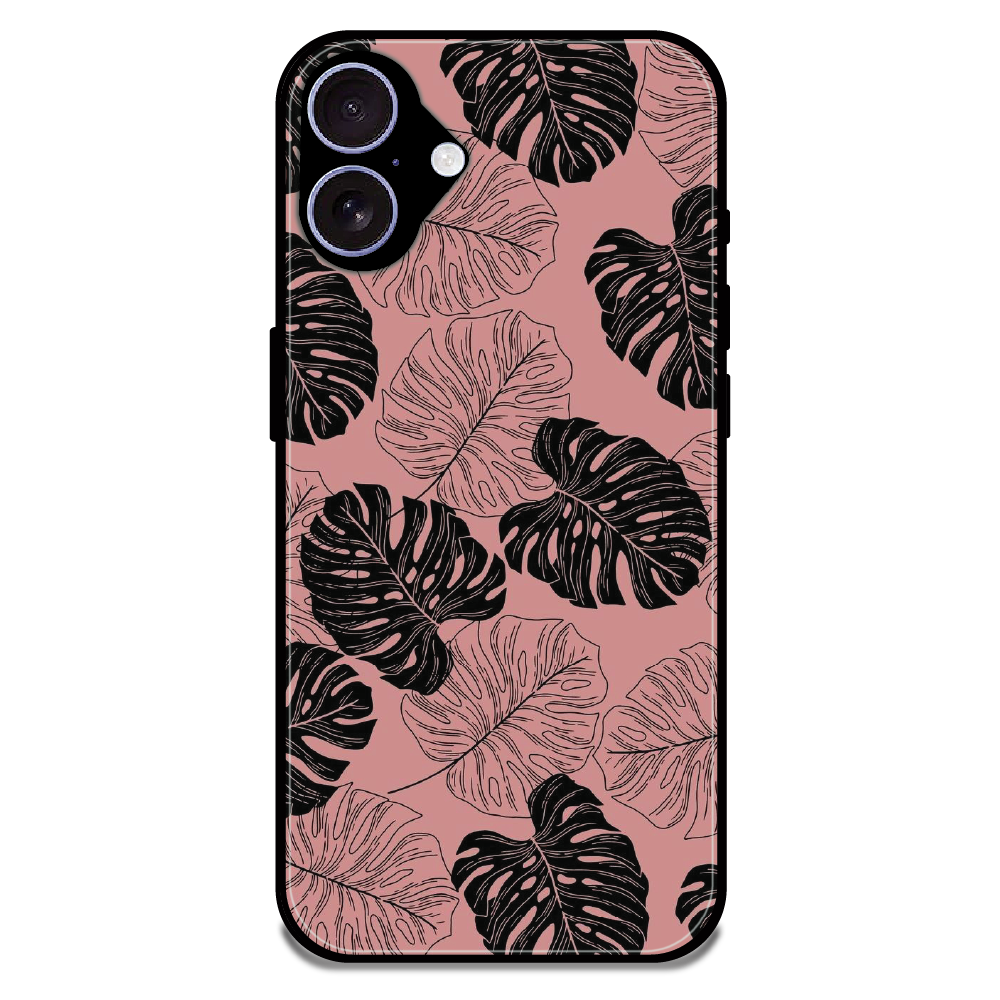 Tropical Monstera Leaf Pattern - Glossy Metal Silicone Case For Apple iPhone 16 Plus