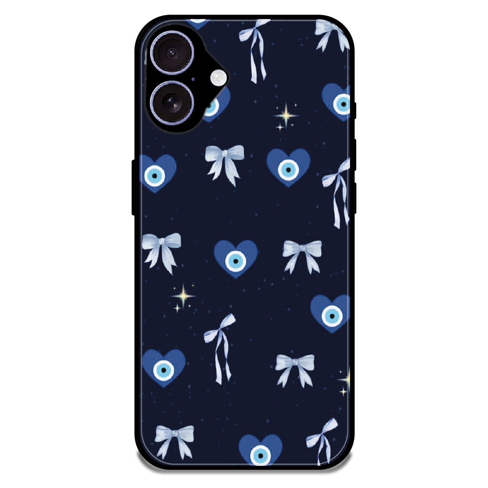 Evil Eye Bow Midnight - Glossy Metal Silicone Case For Apple iPhone 16 Plus