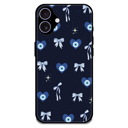 Evil Eye Bow Midnight - Glossy Metal Silicone Case For Apple iPhone 16 Plus