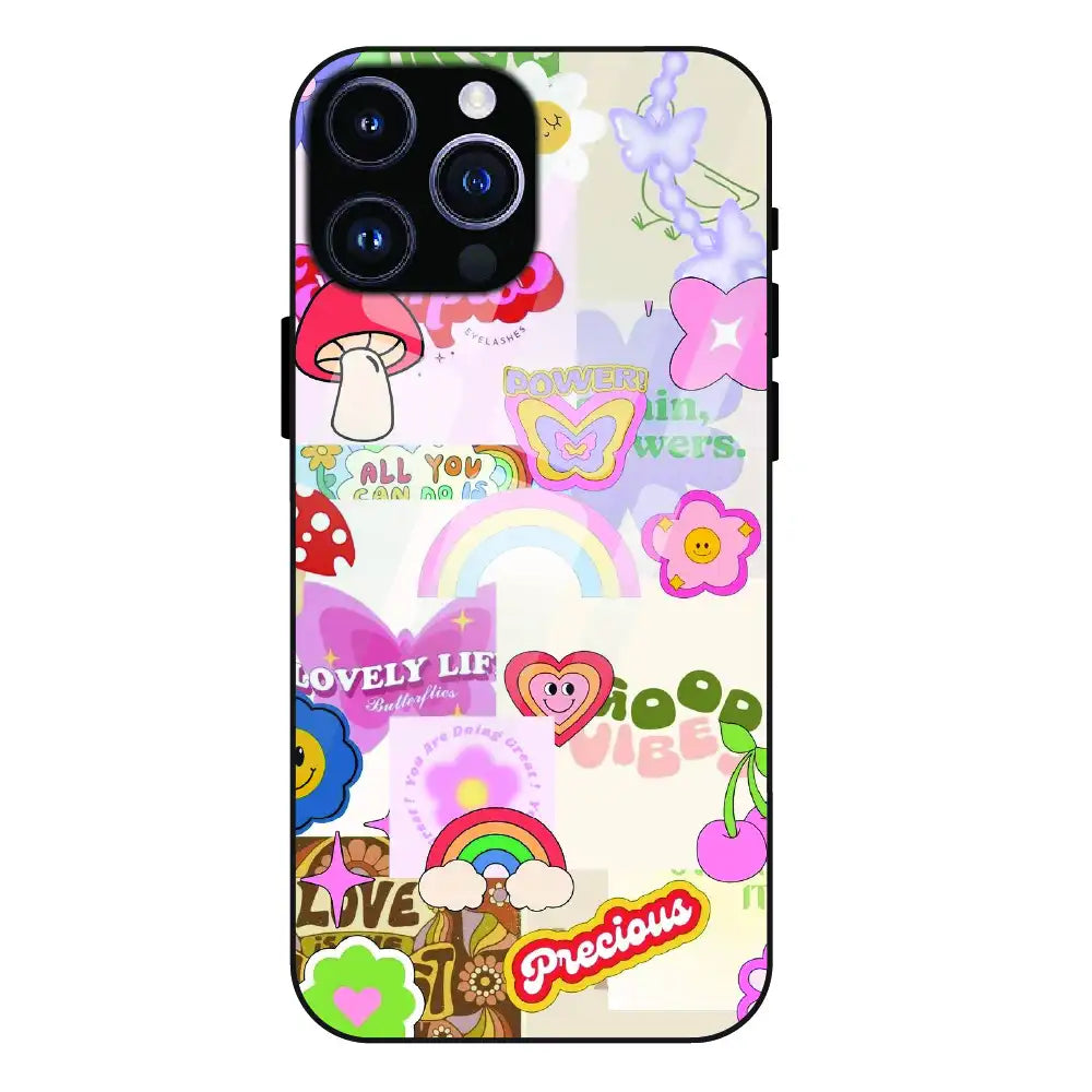 Kawaii Sticker Pop - Glass Case For Apple iPhone 16 Pro