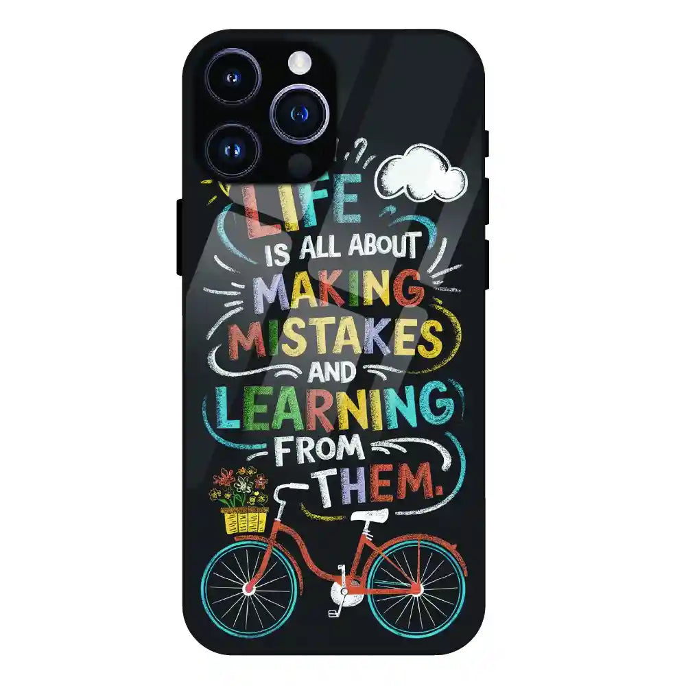 Motivational Quote Bicycle Art - Glass Case For Apple iPhone 16 Pro