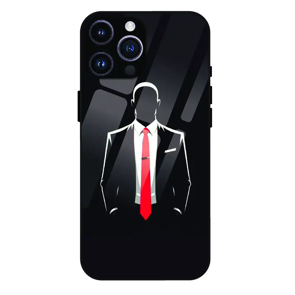 Red Tie Silhouette - Glass Case For Apple iPhone 16 Pro