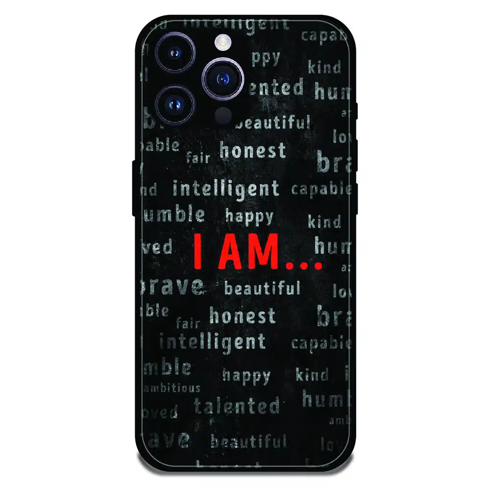 I Am Affirmation Quote - Glossy Metal Silicone Case For Apple iPhone 16 Pro