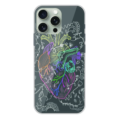 Anatomical Heart Line Art - Printed Silicone Case For Apple iPhone 16 Pro