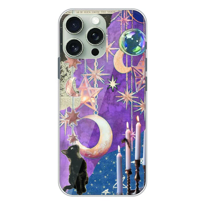 Celestial Moon Cat Art - Printed Silicone Case For Apple iPhone 16 Pro