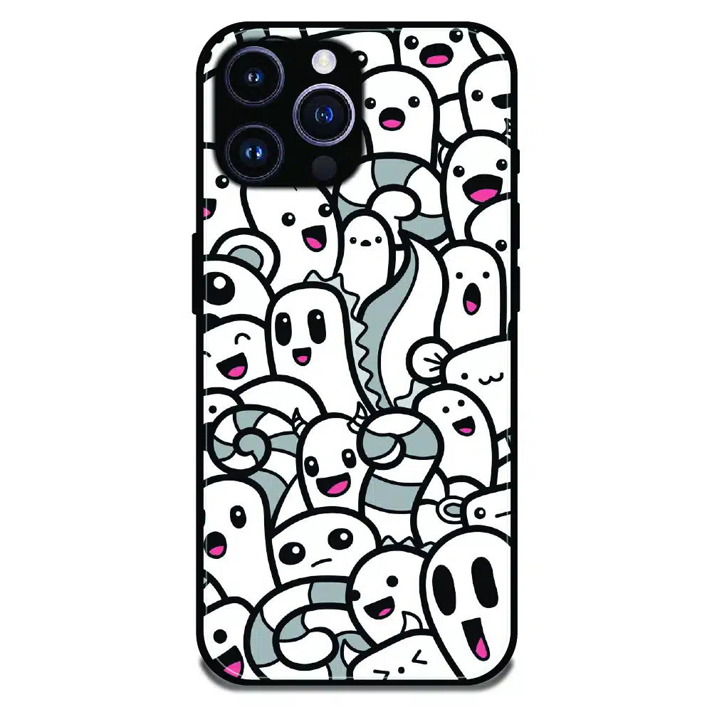 Cute Ghost Crowd - Glossy Metal Silicone Case For Apple iPhone 16 Pro
