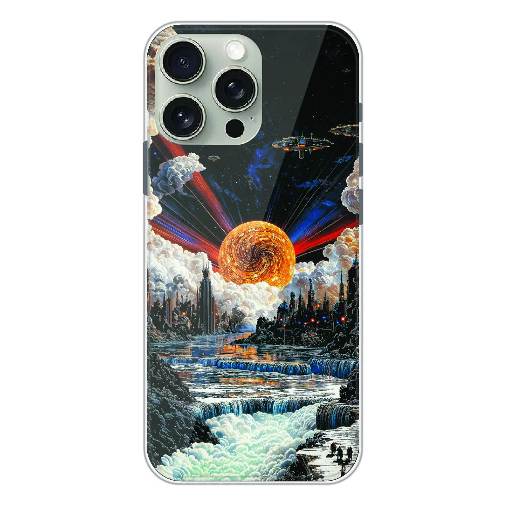Cosmic Fantasy Sun Landscape - Printed Silicone Case For Apple iPhone 16 Pro