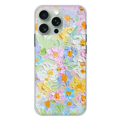 Pastel Floral Oil Paint - Printed Silicone Case For Apple iPhone 16 Pro
