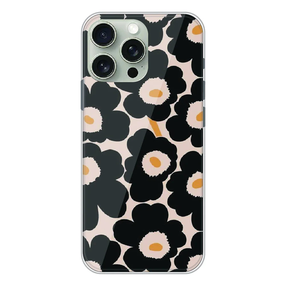 Bold Black Daisy Bloom - Printed Silicone Case For Apple iPhone 16 Pro