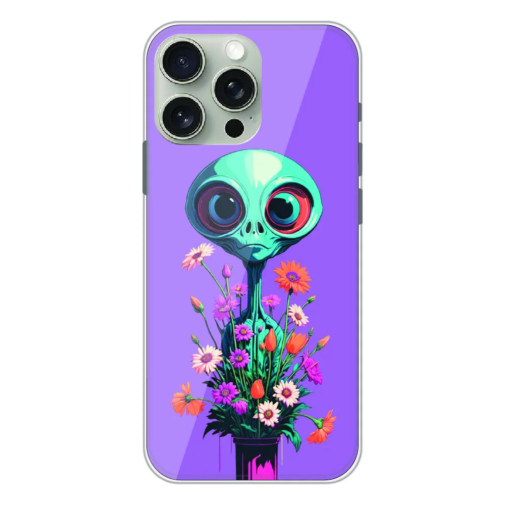 Floral Alien Fantasy - Printed Silicone Case For Apple iPhone 16 Pro