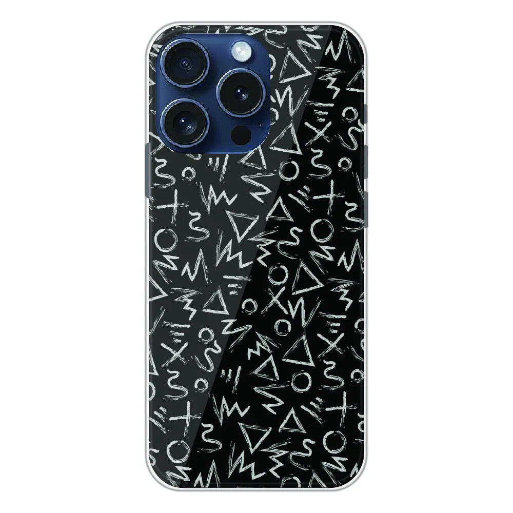 Geometric Black & White Pattern - Printed Silicone Case For Apple iPhone 16 Pro
