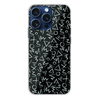 Geometric Black & White Pattern - Printed Silicone Case For Apple iPhone 16 Pro