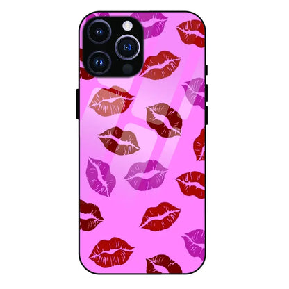 Pink Lips Pop Art Pattern - Glass Case For Apple iPhone 16 Pro