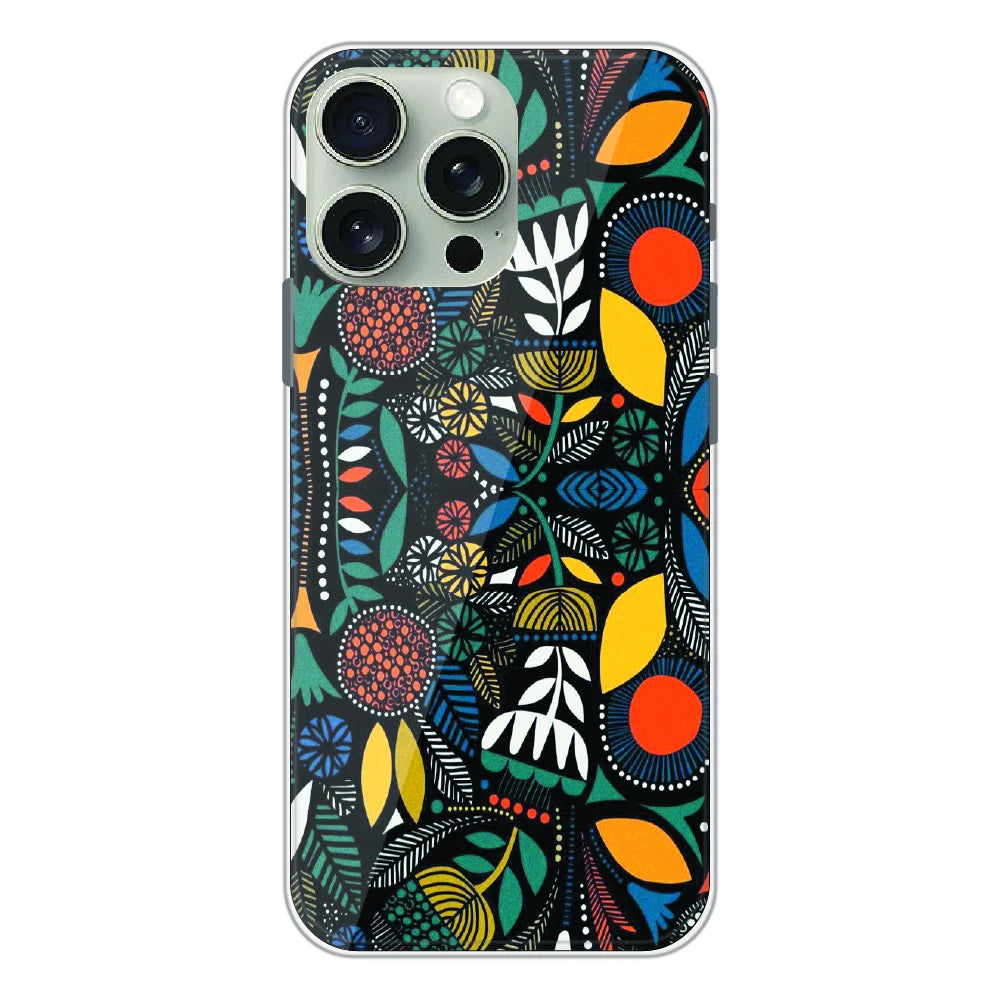 Folk Floral Night Garden - Printed Silicone Case For Apple iPhone 16 Pro